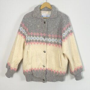 Vintage Ice Knit 100% Icelandic Wool Sweater Jacket